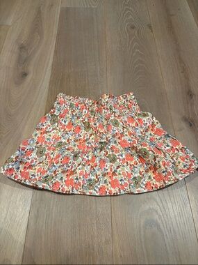 Cat & Jack Size S (6/6x) Floral Elastic-Waist Mini Skirt in Coral and Green.